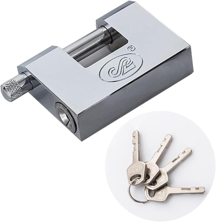 Big Heavy Duty Stainless Steel Padlock with Key,high Security Shipping Container Padlocks,Bolt Cutter Proof Lock,10mm Thick Large Padlock for Outdoor,keyed Unbreakable Anti Theft Chain Lock (70mm)