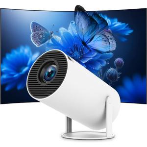 Mini Portable Projector 4K WiFi 6 BT 5.2 Upgraded Portable Projector Full HD Supported for Phone /PC /TV /HDMI /PS5 /Laptop Auto Keystone Home Theater 180 Rotation [Built-in App] White
