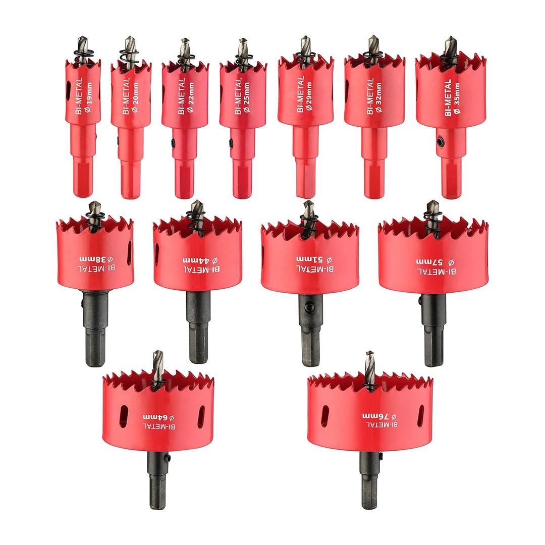 13PCS Bi-Metal Hole Saw Kit with Drill Bits, Carbide Hole Saw Set for Thin Metal and Wood, Cutting Diameter 3/4'' to 3''
