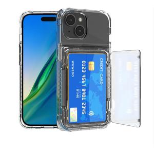 for iPhone 15 Clear Wallet Case, Up to 4 Cards, Hybrid Protective Anti-Slip Case with Card Holder, TPU + PC, Anti-Yellowing, 6.1" 2023