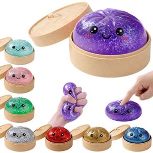 Glitter Dumpling Squishy Mystery Box Squeeze Toy, Easter Squishy Dumpling Fidget Toys for Adults, Stress Relief Sensory Toy(Purple)