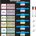 REGELETO Small Group Management Pocket Chart with 96 Cards Classroom Jobs Chart Small Group Organizer and on Task for School Teacher Homeschool Learning Supplies (Black)