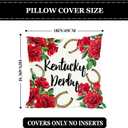 Linen Kentucky Pillow Covers 18x18 Set of 4 Run for The Roses Pillow Case Horse Race Decorations Horseshoe Horse Game Bed Couch Sofa Pillow Car Chair Pillow