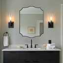 MIRRORART Scalloped Black Bathroom Mirror, 22x30 Bathroom Vanity Mirrors for Wall, Rectangle Mirror Wavy Curved Edges in 1 Stainless Steel Metal Frame Wall-Mount Vertical/Horizontal for Home Decor