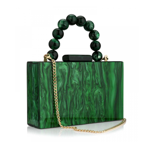 Acrylic Purses Evening Clutch Bag Marbling Handbags for Women Cross Body Bag with Pearl Chain Formal Wedding Prom Party