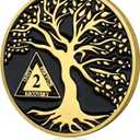 2 Year Sobriety Coins, Tree of Life 2 Year AA Medallions - AA Sobriety Chips Recovery Coins Sober Tokens for Alcoholics Anonymous Recovery Sober Gifts for Men Women
