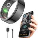 Vital Health Smart Ring for Women Rings for Men with Fitness, Sleep Monitor, Heart Rate, Activity Tracking, App (Size 7), Black