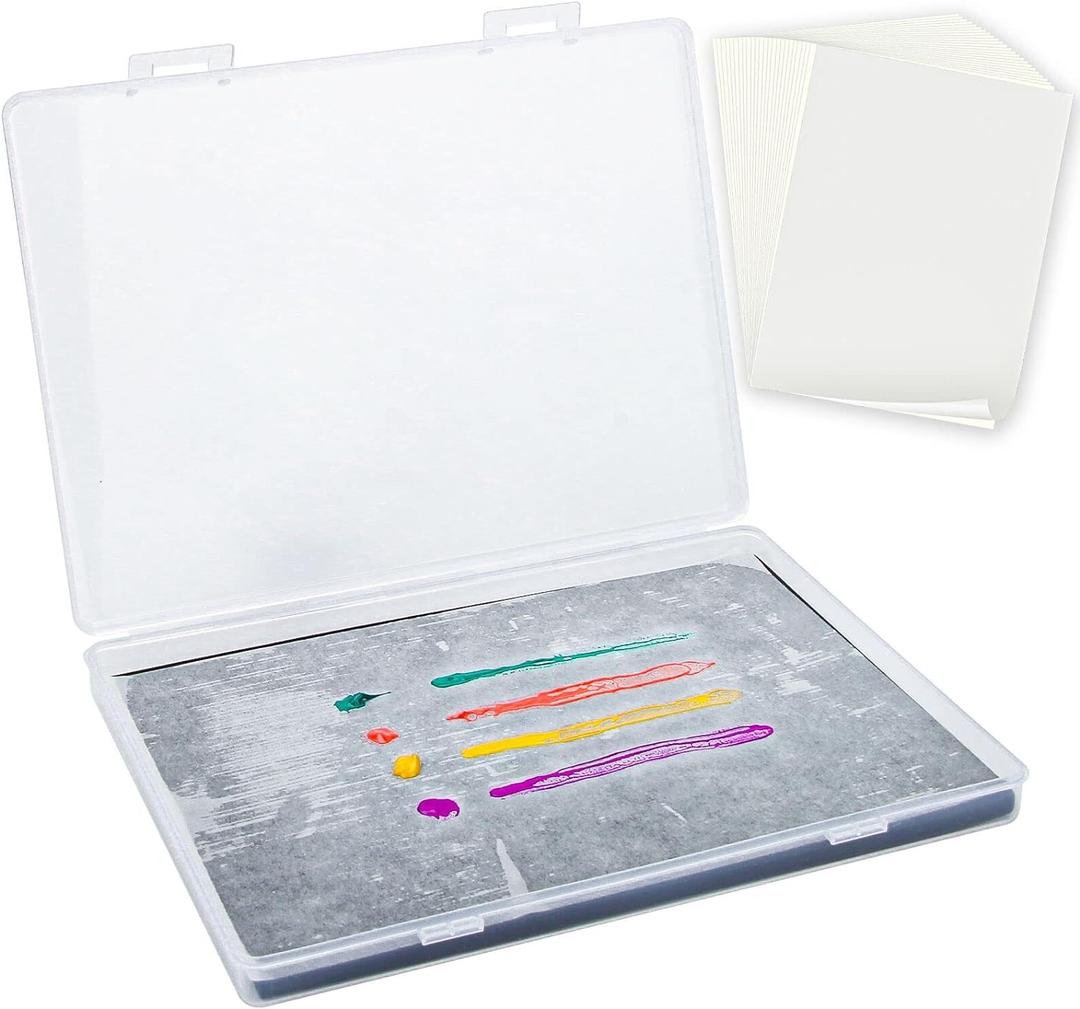 Stay Wet Palette for Acrylic Painting Garpernics Wet Palette Tray with Sponges and 100 Papers for Acrylic Paints, Keep Paint Wet and Fresh for Miniatures (Gray)
