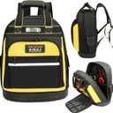 AIRAJ Heavy Duty Tool Backpack,17 Inch Tool Bag Backpack with Waterproof Molded Hard Base,Durable Tool Bag with Reinforced Stitching,Waist-Support,Work backpack for Industrial,Electrician,Construction