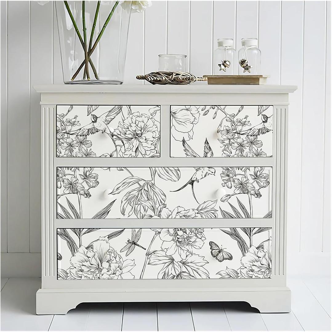 Living Room Wallpaper Floral Modern Wallpaper Waterproof Wear Resistant Wall Sticker Peel and Stick Self Adhesive Removable Home Decoration Paper(Color 1,44x150CM)