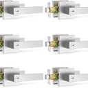 Plustool 6 Pack Brushed Nickel Door Handle, Door Knobs Interior Heavy Duty, Flat Square Privacy Door Levers, Keyless Door Lockset for Bedroom and Bathroom