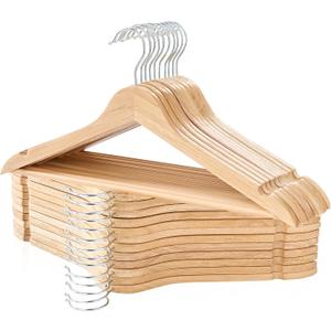 Wooden Hangers 20 Pack, Durable Wood Hangers with 360 Swivel Hook & Notches, Slim Coat Hanger Wooden for Closet, Natural