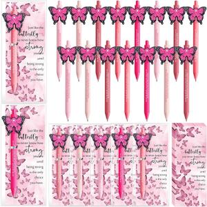 Epakh 30 Set Breast Cancer Awareness Gifts Pink Ribbon Butterfly Ballpoint Pens Bulk and Inspirational Bookmarks Breast Cancer Accessories for Women Public Events Charity Welfare Party Supplies