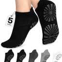 unenow 5 Pairs Pilates Socks for Women Non Slip Socks with Grips for Yoga Hospital Barre Barefoot