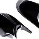 AtticZone Side Mirror Caps Covers Compatible with BMW E90 E91 2008-2011, E92 E93 E81 E82 E87 E88 LCI Door Rear View Mirror Cap Replacement for 328i 335i, Horn-style, Glossy Black