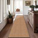 8ft Natural Jute Hallway Runner Rug Non Slip Washable, Rubber Backed Long Indoor Entryway Runner, Absorbent Kitchen Carpet Sink Rug, Camel