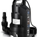 LANCHEZ 1.2HP 6000GPH Automatic Sump Pump with 6 Modes, Clean/Dirty Submersible Water Pump, Thermoplastic Water Removal Transfer Pump with 16FT Cord for Pools Basement Garden Pond, Black