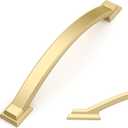 Amerdeco 10 Pack Brushed Gold Cabinet Pulls 5 Inch(128mm) Hole Centers, Handles for Kitchen Cabinet Hardware, Arch Cabinet Handles for Bathroom Dresser Drawer Handles ZH0016