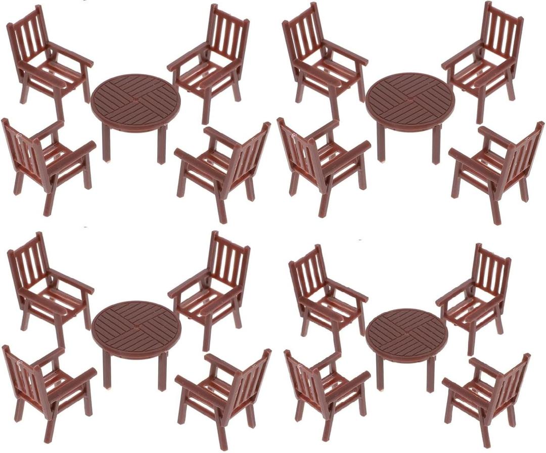 Garneck 4 Sets Miniature Dollhouse Table and Chairs Miniature Doll House Mini House Table and Chair Plastic Tiny Kitchen Furniture for DIY Fairy Garden Dollhouse Decoration