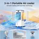 Portable Air Conditioners, Evaporative Air Cooler with Remote & LED Display, 120 Oscillation, 12H Timer, 3 Speeds & 4 Modes, 60W Energy-Efficient, Windowless Swamp Cooler for Bedroom Office Garage
