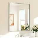 TETOTE Brushed Nickel Mirror for Bathroom Sink 30" x 36" Beveled Frame Brushed Nickel Vanity Rectangle Mirror for Bathroom Wall, Modern Farmhouse, Tempered Glass, Shatterproof, Stronger Frame