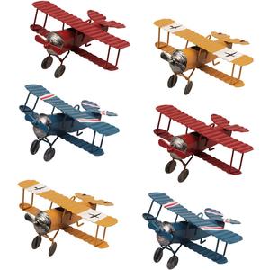 YIYA 6 PCS Metal Airplane Decoration Hanging Airplane Ornament for Boys Room Photo Props Desktop Decoration Office Bedroom Home Decoration, 3 Colors