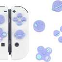 GeekShare Cute Cross D-Pad Button Caps Silicone Thumb Grips Set, ABXY Key Buttons Sticker Joystick Cover Caps Compatible with Switch/OLED - Happy Planet