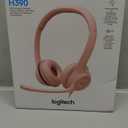 Logitech H390 Wired Headset for PC/Laptop, Stereo Headphones with Noise Cancelling Microphone, USB-A, in-Line Controls, Works with Chromebook - Rose