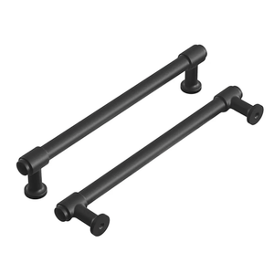 Hickory Hardware 1 Pack Solid Core Kitchen Cabinet Pulls, Luxury Cabinet Handles, Hardware for Doors & Dresser Drawers, 6-5/16 Inch (160mm) Hole Center, Matte Black, Piper Collection