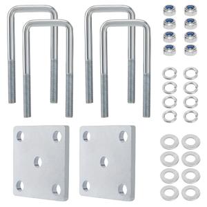 Square U Bolt Kit for Boat Trailer Axle Leaf Springs, Trailer Leaf Spring U Bolts, for 2x2 Axle - 5 1/4" Long
