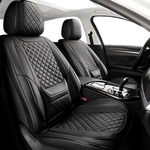 Chezope Automotive Car Seat Covers Full Set Universal Fit for Most Cars SUV Sedans Trucks Waterproof Leatherette Car Seat Covers Accessories Black