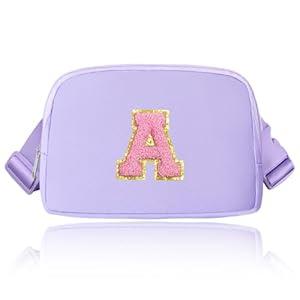 Janhavi Fanny Packs for Girls,Fanny Pack Letter,Personalized Gifts for Women, Girl, Wife, Mother-in-Law, Mini Waist Pack with Adjustable Strap for gift ideas, Birthday Gift, s,-Lavender A