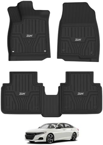 3W Floor Mats Fit for Honda Accord 2018-2022(Include Hybrid Models), Custom Fit Floor Liner for 1st 2nd Row Full Set TPE All-Weather Car Liners Black