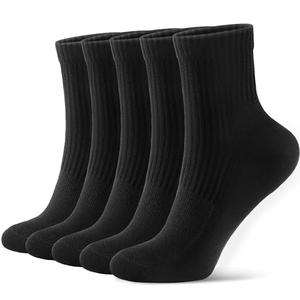 FITRELL Women's Crew Socks Ankle Athletic Cushioned Running Casual Socks for Women and Men, 3 Pairs Black, Medium