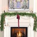 Christmas Decorations - 2pcs Christmas Garlands - 12ft(2 * 6ft) Norfolk Pine Garland Artificial Greenery Xmas Holiday Decor for Indoor Home Fireplace Mantle Table Stairs Railing Porch Door Farmhouse