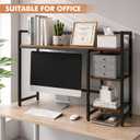 22" Desk Hutch for Computer Monitor - 3 Tier Wooden Shelf Organizer, Brown, 21.46 x 12 x 3.94 inches