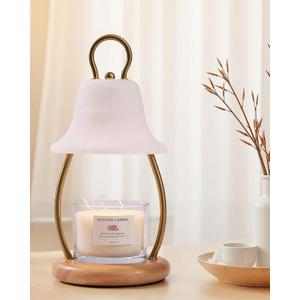 Candle Warmer Lamp with Timer & Dimmer - Electric Candle Light Warmer for Jar Candles, Adjustable Brightness, 2 Replacement Bulbs Included (White)