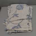 jinchan Linen Curtains Floral Curtains 63 Inch Length for Living Room Bedroom Light Filtering Rod Pocket Back Tab Jacobean Curtains Flax Linen Texture Window Drapes Set 2 Panels Blue on Linen