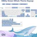 KBDiy Ocean Whale KOA Profile Keycaps 75 Percent,Dye-Sublimation PBT Blue Cute Custom Keyboard Keycap,135 Key Cap Set for Cherry Gateron MX Switches Mechanical Keyboards