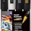 posca Markers Set, 4 Medium Paint Markers 5M  Mono Tones  Black, White, Gold, Silver