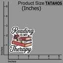 (3Pcs) Reading is My Therapy Stickers Book Lover Vinyl Decal Motivational Reading Quote for Students Teachers Library Lovers Water Bottle Laptop Notebook Scrapbook Aesthetic Bookworm Gifts 3x2.5