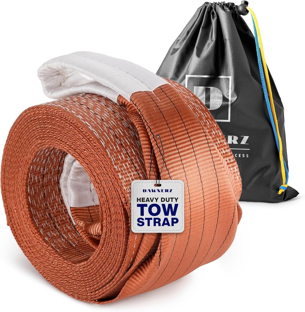 Tow Strap Heavy Duty 40ft 100000 lbs Minimum Break Strength - Recovery Towing Rope 55 US Tons 12m for Tractors and Dump Trucks