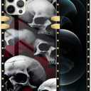 DAIZAG Case Compatible with iPhone 15,Golden Shockproof Phone Gift Case,Roses and Skeletons