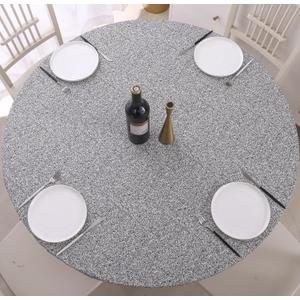 Walrus Round Vinyl Fitted Tablecloth with Flannel Backing Elastic Edge Design Table Cover Waterproof Oil-Proof PVC Table Cloth Stain-Resistant Best for 45"-56" Round