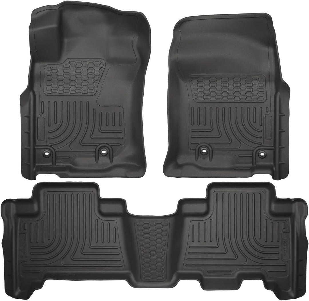 Husky Liners Weatherbeater Floor Mats | Fits 2013 - 2024 Toyota 4Runner; 2014 - 2024 Lexus GX460 | Front & 2nd Row, 3-pc Black - 99571