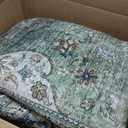 FMFUNCTEX 8x10 Green Washable Area Rug Vintage Distressed Oriental Non Slip Low Pile Neutral Indoor Carpet for Living Room Bedroom Soft Retro Floral Thin Large Rug for Dining Nursery Office Dorm