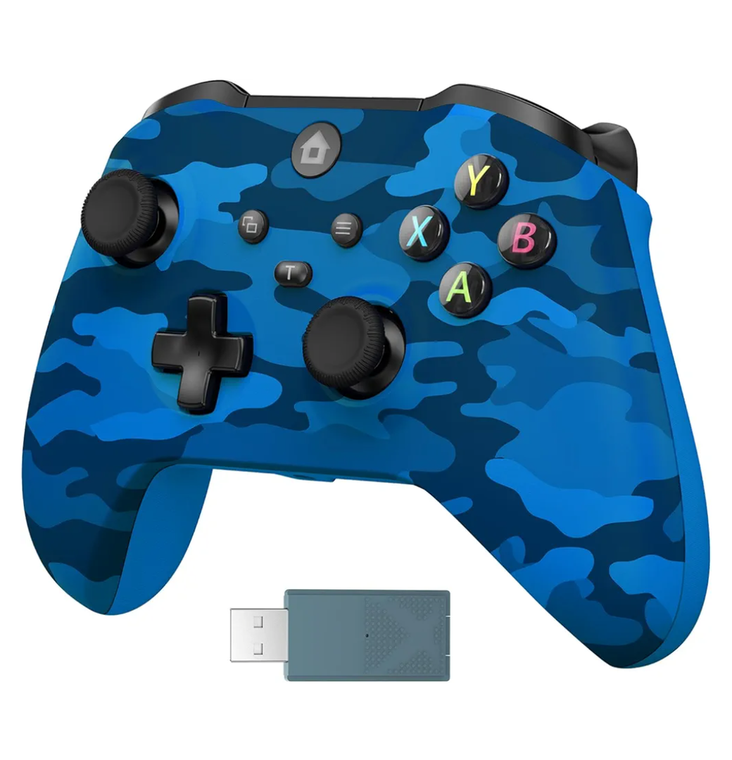 IWGAME Wireless Controller for X-BOX, Gaming Controller Support Turbo/3.5MM Audio Jack/Dual Vibration, Controller Compatible with X-BOX One/ One S/X, X-BOX Series S/X, PC, IOS, Android Platforms,with 2.4g Adapter(Blue Camo)