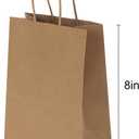 Joybe 50 Pack 5.95x3.25x8 Inch Small Brown Paper Bags with Handles Bulk, Kraft Paper Gift Bags for Birthday Party Favors Grocery Retail Shopping Business Goody Craft Sacks (Plain Natural, 50pcs)