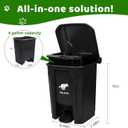 Dog Poop Trash Can Outside, 20L/5Gallon Pedal and Removable Inner Waste Bin, Outdoor Dog Poop Trash Can with 100 Bags, Pet Waste Container for Garden, Black