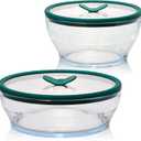 Anyday 4-Piece Large Glass Food Storage with Glass Lids | Plastic-Free Meal Prep & Microwave Cookware | Stackable Airtight Storage Container with Vented Lid for Microwave-Safe Reheating (Clear - Kale)